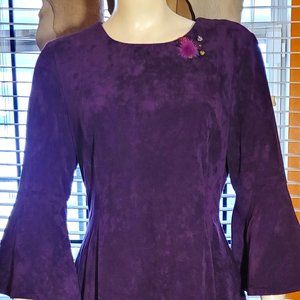 SOLD-CALVIN KLEIN------Micro-suede (faux) in purple. Has beautiful bell sleeves.